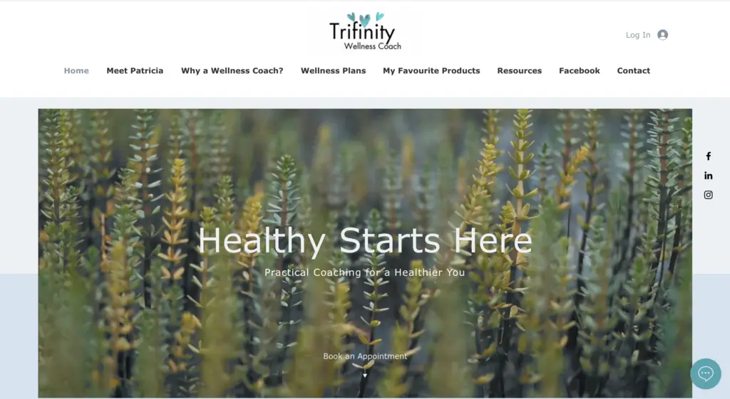 Trifinity Wellness Coach - image of. Home page top half.